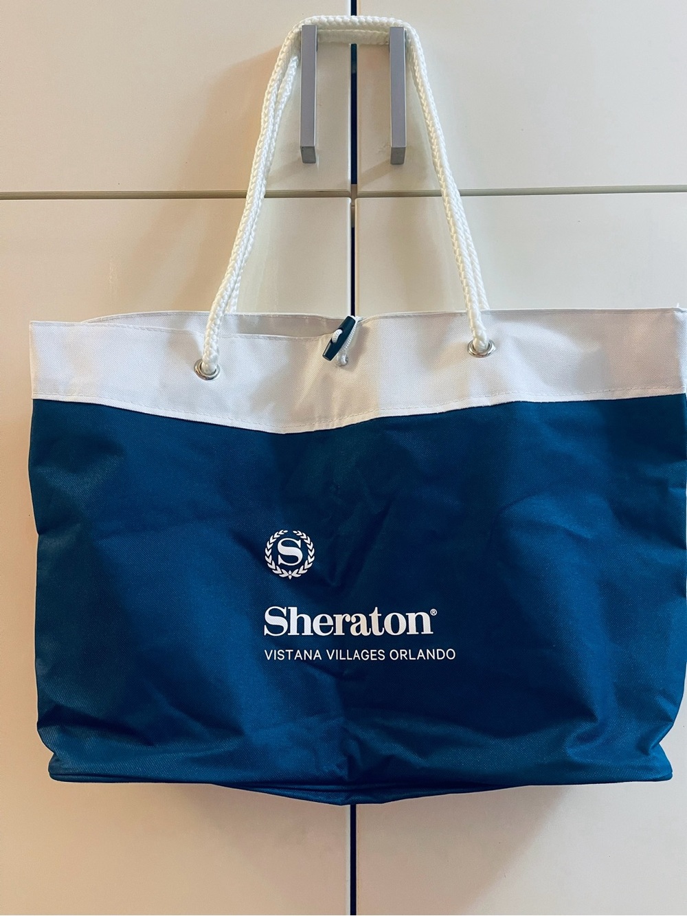 Sheraton Luxury Beach Large Tote Bag - Blue White - Heavy Durable Material